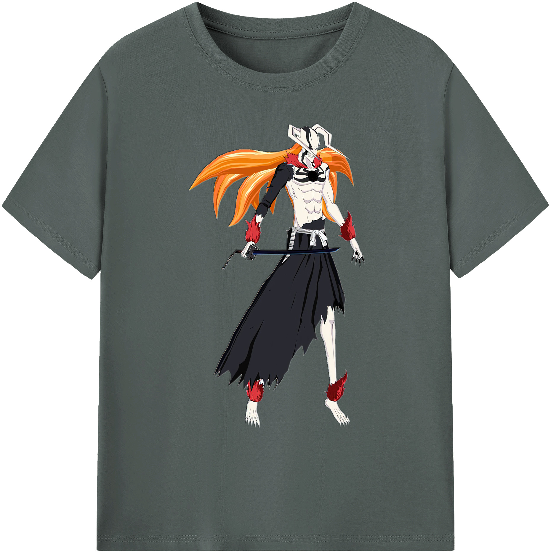 （画像用） ブリーチ 黒崎一護（くろさき いちご）BLEACH Kurosaki Ichigo 綿100％ メンズ半袖Tシャツ｜肌触りやわらか＆通気性